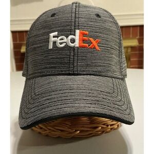 FedEx Logo Baseball Cap Gray Black Space Dye Snapback Hat Adjustable Structured